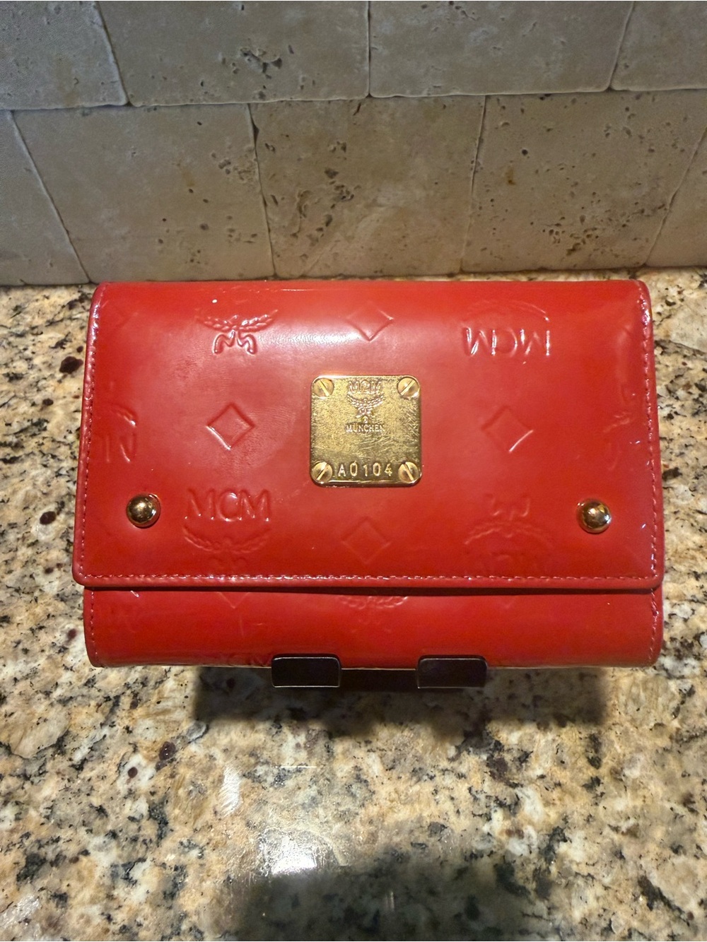 MCM Red Patent Leather  Wallet